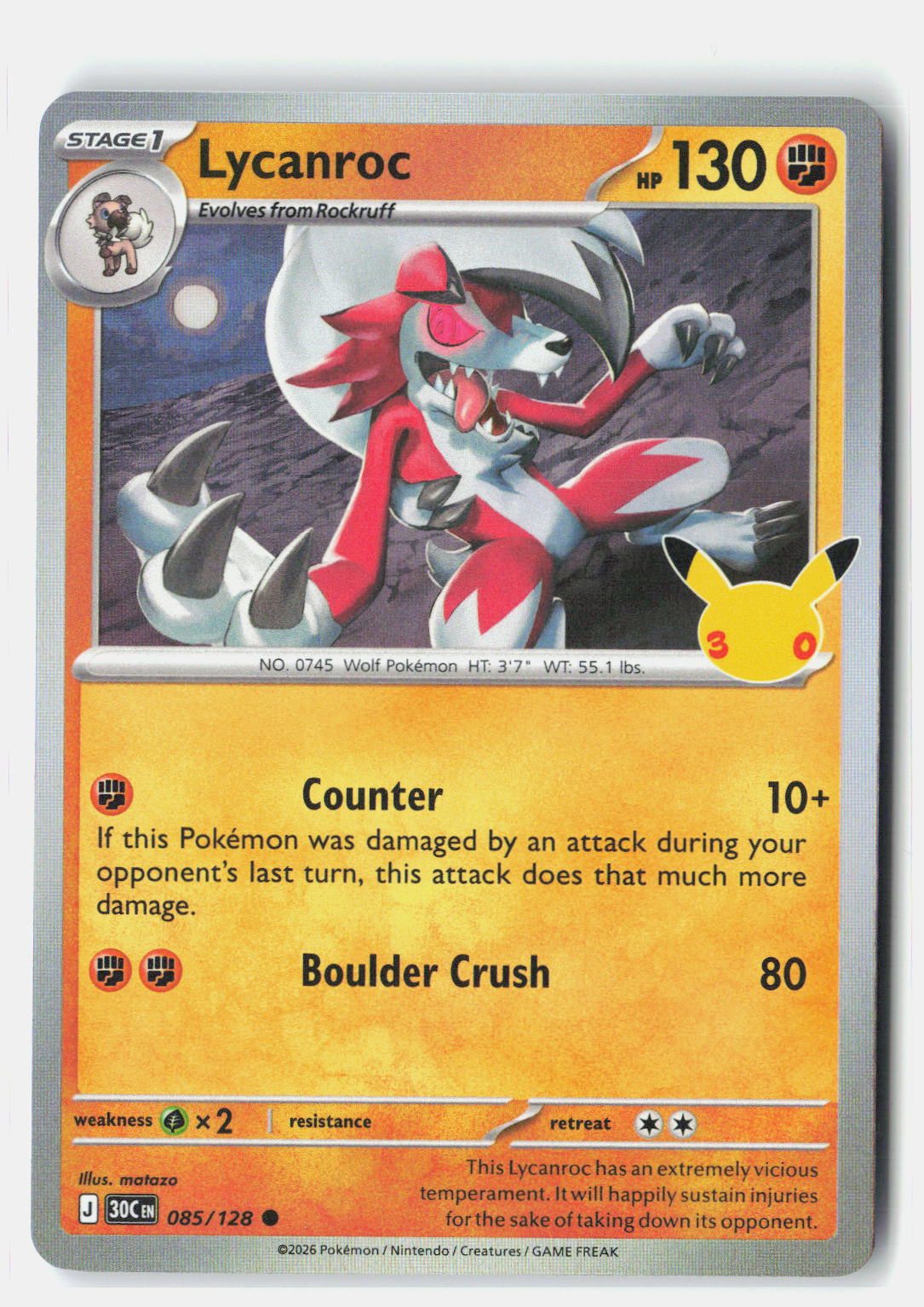 Lycanroc - 085/128 | Near Mint